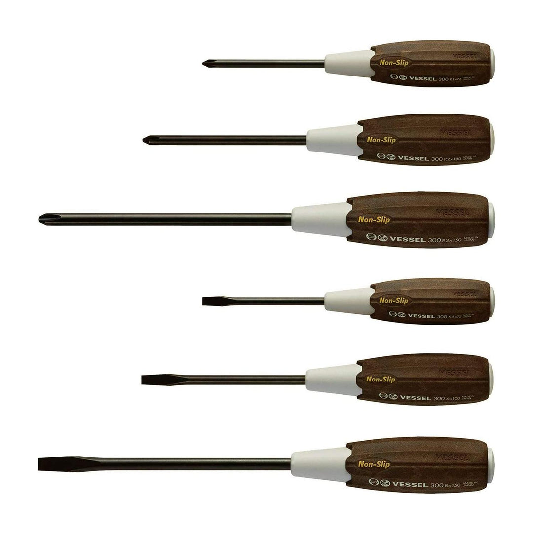 Vessel Tools 3006CS Wood-Compo Non-Slip handle Screwdriver Set