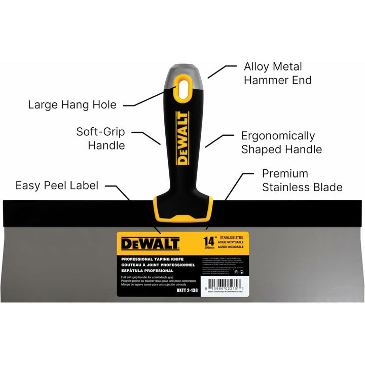 Dewalt DXTT-2-138 14 in. Stainless Steel Taping Knife with Soft Grip Handle