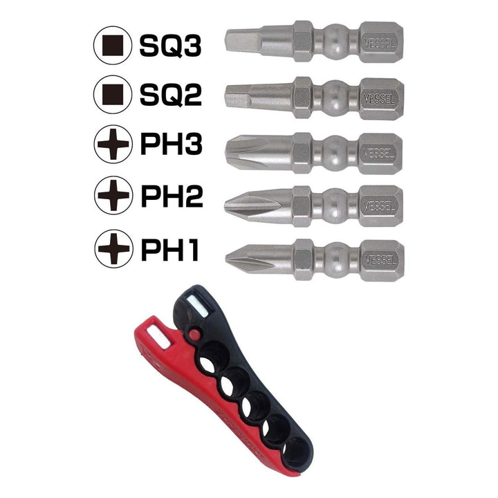 Vessel Tools IBMG30K001 Impact Ball Torsion Bits Assortment with Magnetic Charging Holder