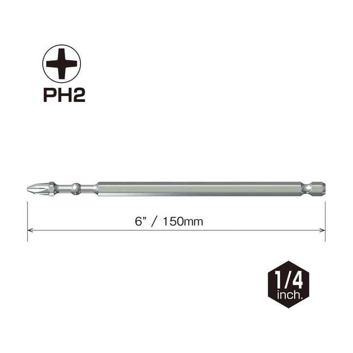Vessel Tools IBPH2150P10K Impact Ball Torsion Bits PH2 x 150, 10 pack