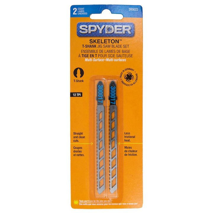 Spyder 300022 Skeleton 4-in 12 Tpi T-shank Chrome/Vanadium Blade Set (2-Pack)