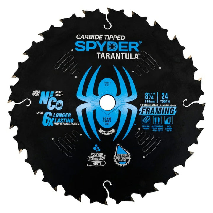 Spyder 13031 Framing 8-1/4-in 24 -Tooth Rough Finish Tungsten carbide-tipped steel Circular saw blade Individual