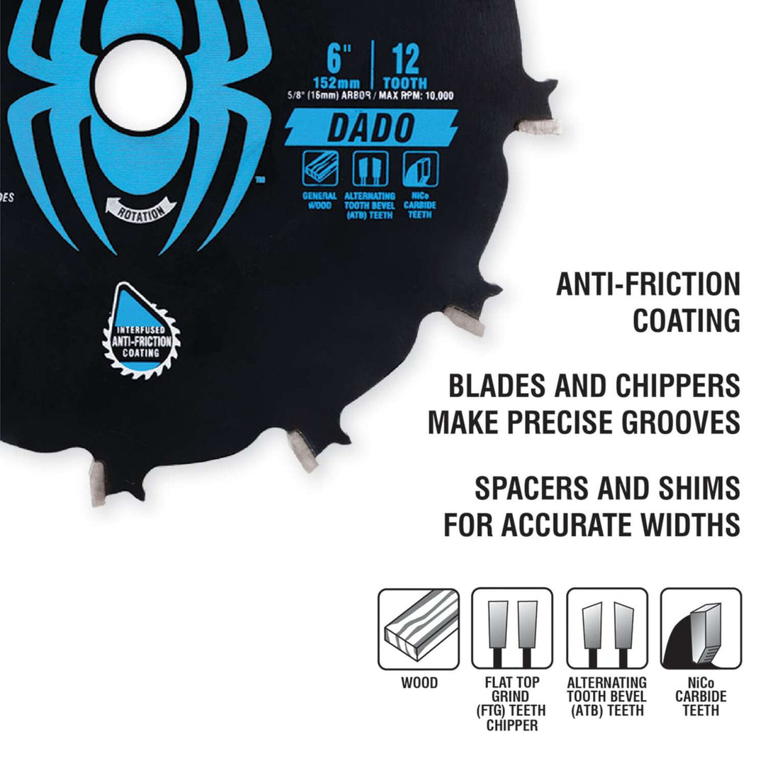 Spyder 13023 Ultra Fine 6-in 12 -Tooth Fine Finish Tungsten carbide-tipped steel Dado Miter/Table saw blade Individual