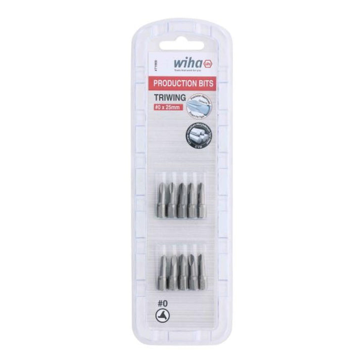 Wiha Tools 71900 Tri-Wing Insert Bit, #0 x 25 mm, 10 Pk.