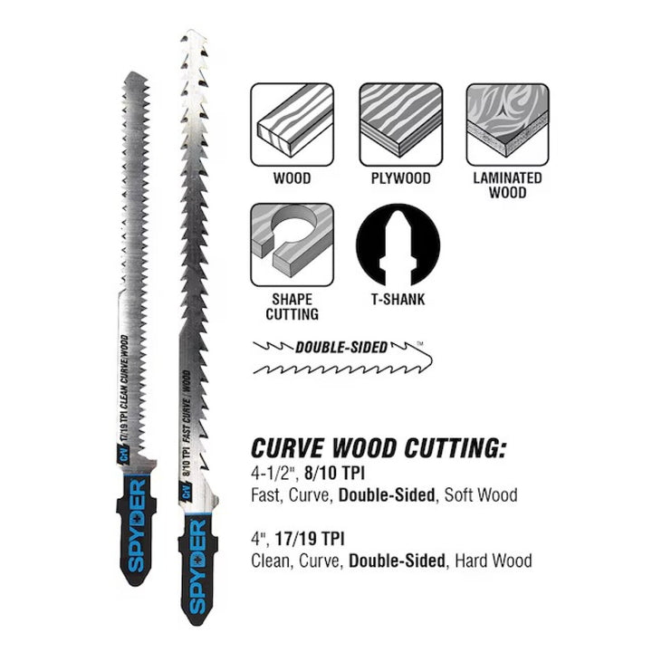 Spyder 300061 Spyder Set T-shank Chrome/Vanadium Jigsaw Blade Set ( 5 -Pack )