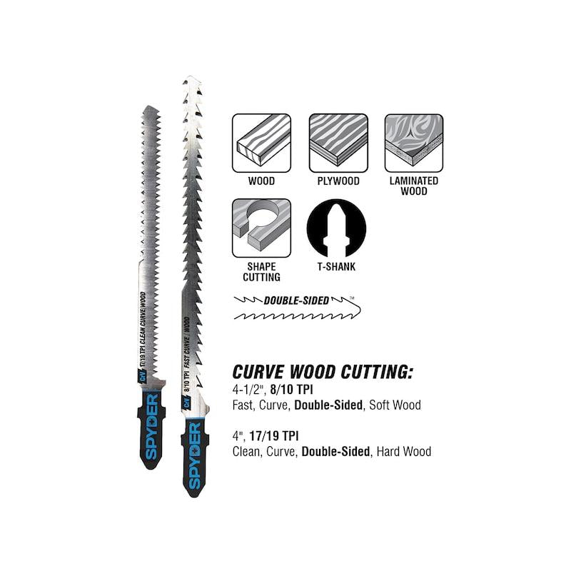 Spyder 300099 Jig Saw 2-Side Wood Cutting CRV, 8/11 TPI, 2Pc