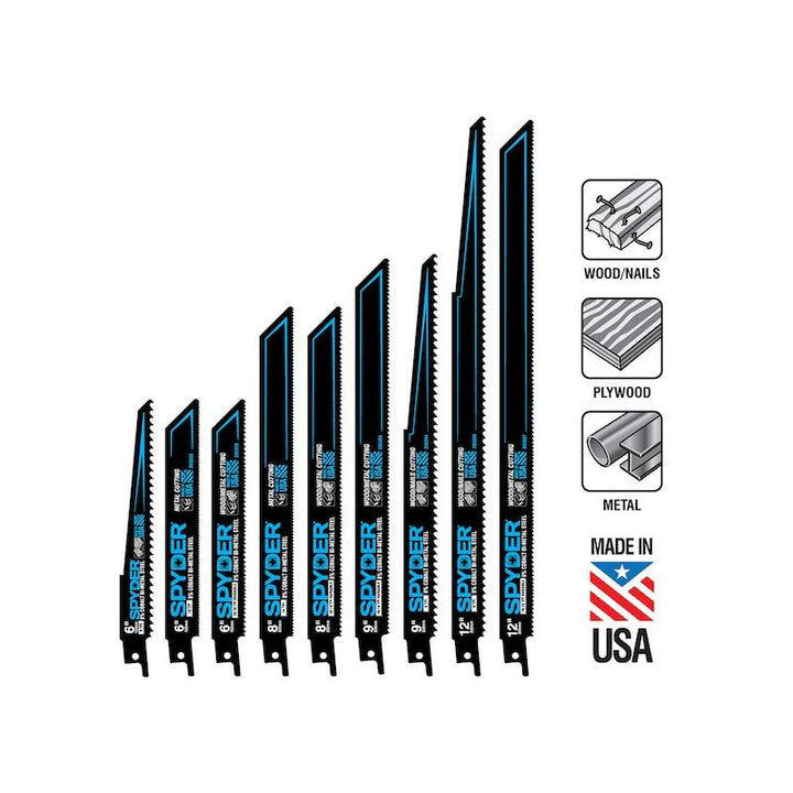 Spyder 200304  Bi-Metal Reciprocating Saw Blade 9-Inch 6-TPI 5 Pcs
