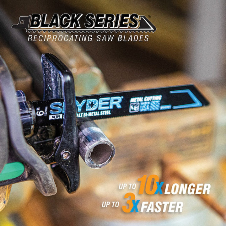 Spyder 200302 Black Series Bi-metal 6-in 10/14 TPI Thick metal cutting Reciprocating Saw Blade Set 5 -Pack