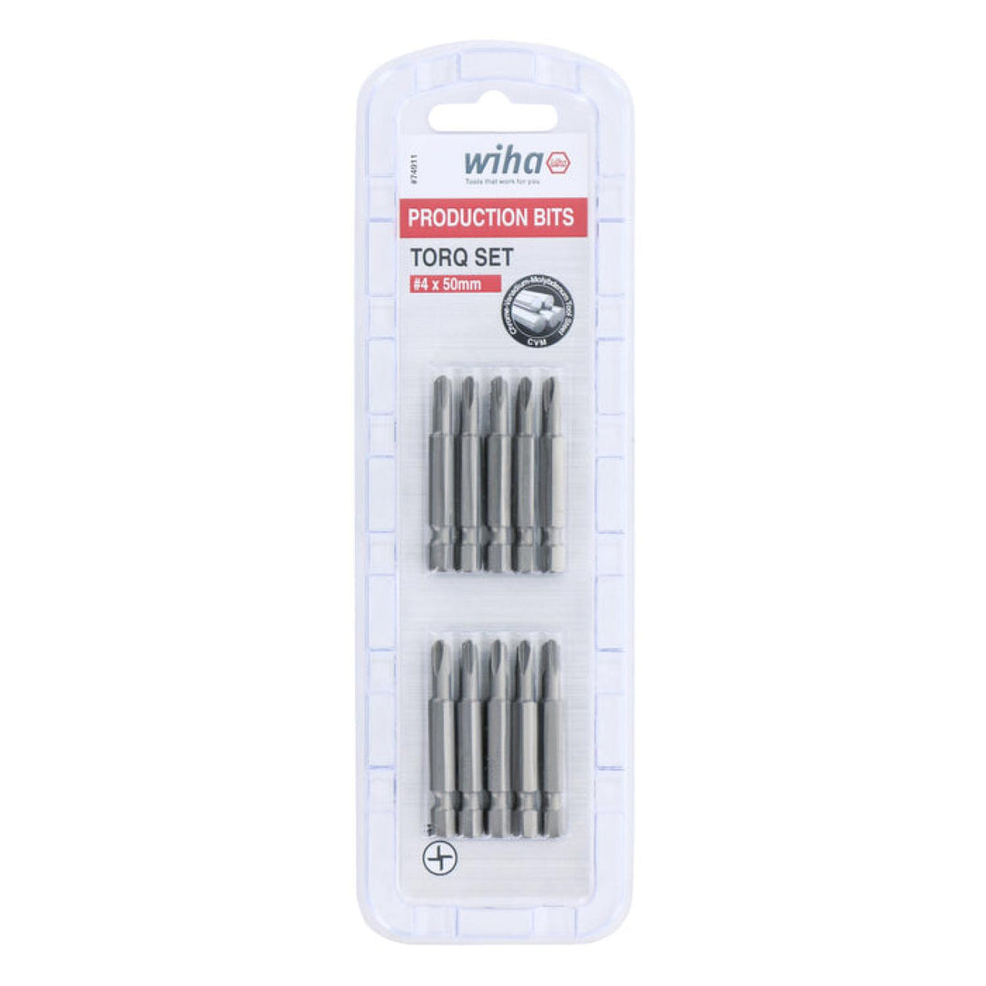 Wiha Tools 74911 Torq-Set Power Bit, #4 x 50 mm, 10 Pk.