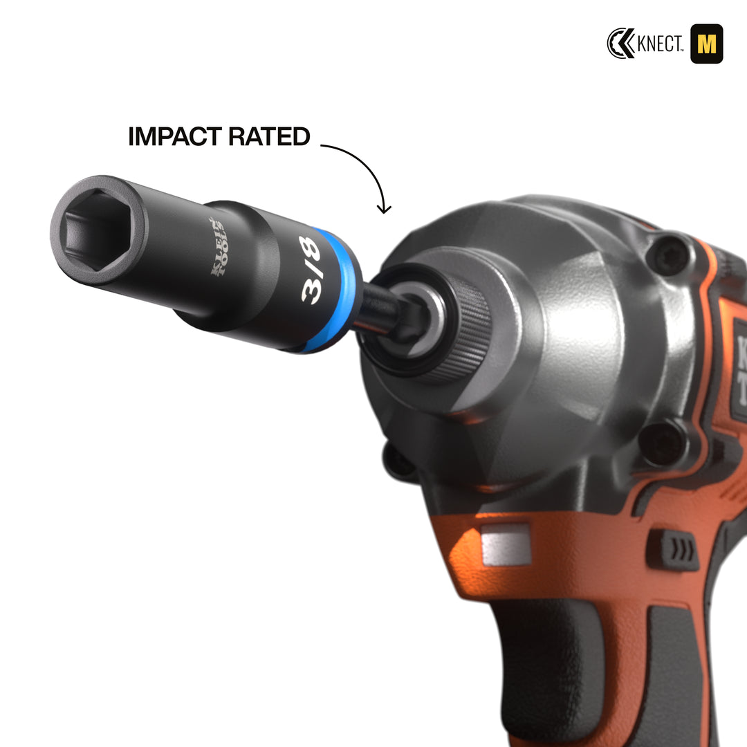 Klein Tools 65109IMPCT KNECT Deep-Well 3/8" Drive Impact Socket Set, SAE, 9 Pc.