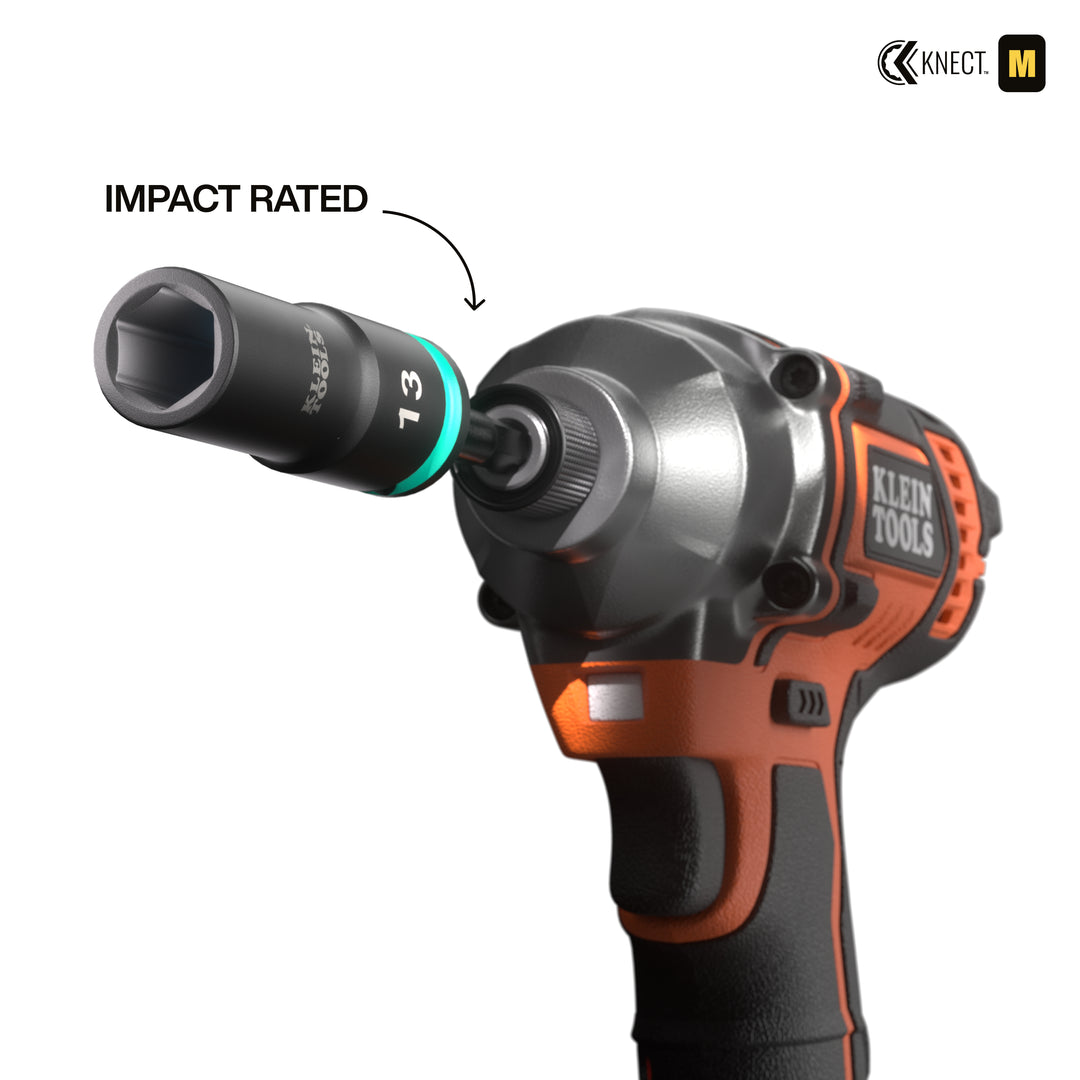 Klein Tools 65109IMPCTM KNECT Deep-Well 3/8" Drive Impact Socket Set, Metric, 9 Pc.