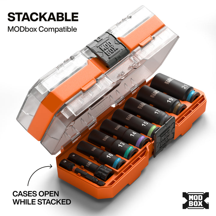 Klein Tools 65109IMPCTM KNECT Deep-Well 3/8" Drive Impact Socket Set, Metric, 9 Pc.