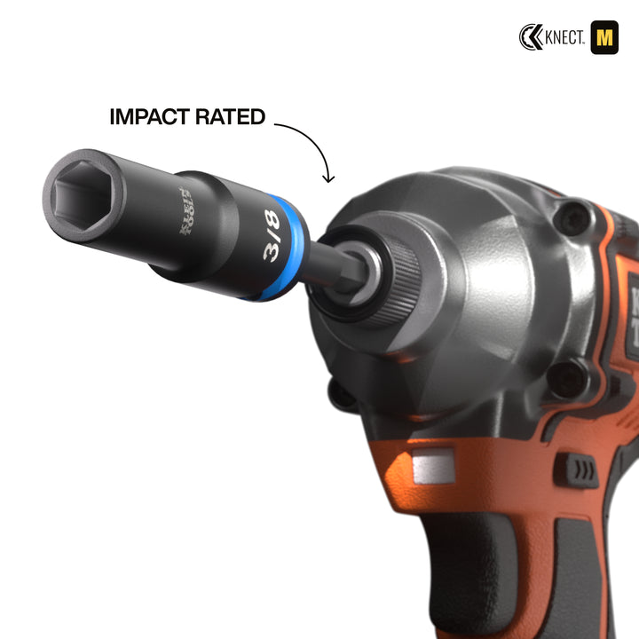 Klein Tools 65121IMPCT KNECT Deep-Well 3/8" Drive Socket Set, SAE and Metric, 23 Pc.