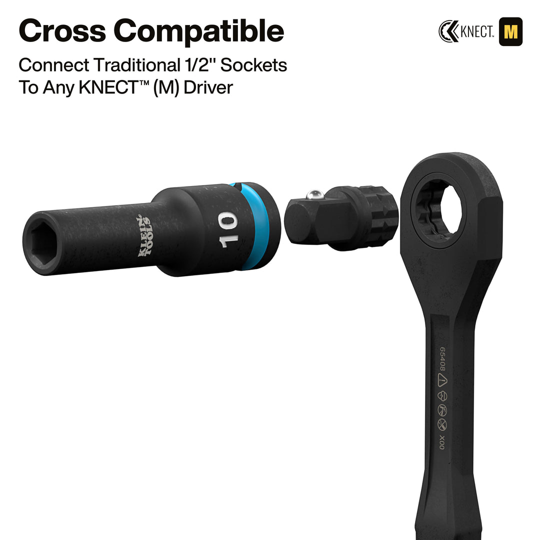 Klein Tools 65123HD KNECT 1/2" Deep-Well Impact Socket Set, SAE / Metric, 28 Pc.