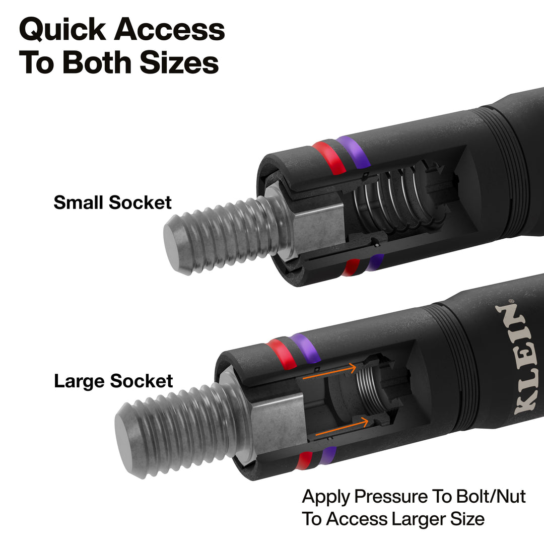 Klein Tools 6512QS Quad-4 Heavy-Duty Impact Flip Socket, SAE, 2-Piece