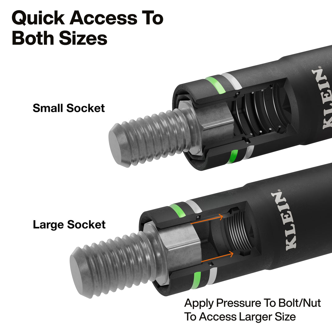 Klein Tools 6513MQS KNECT Quad-4 Heavy-Duty Impact Flip Socket, Metric, 2-Piece