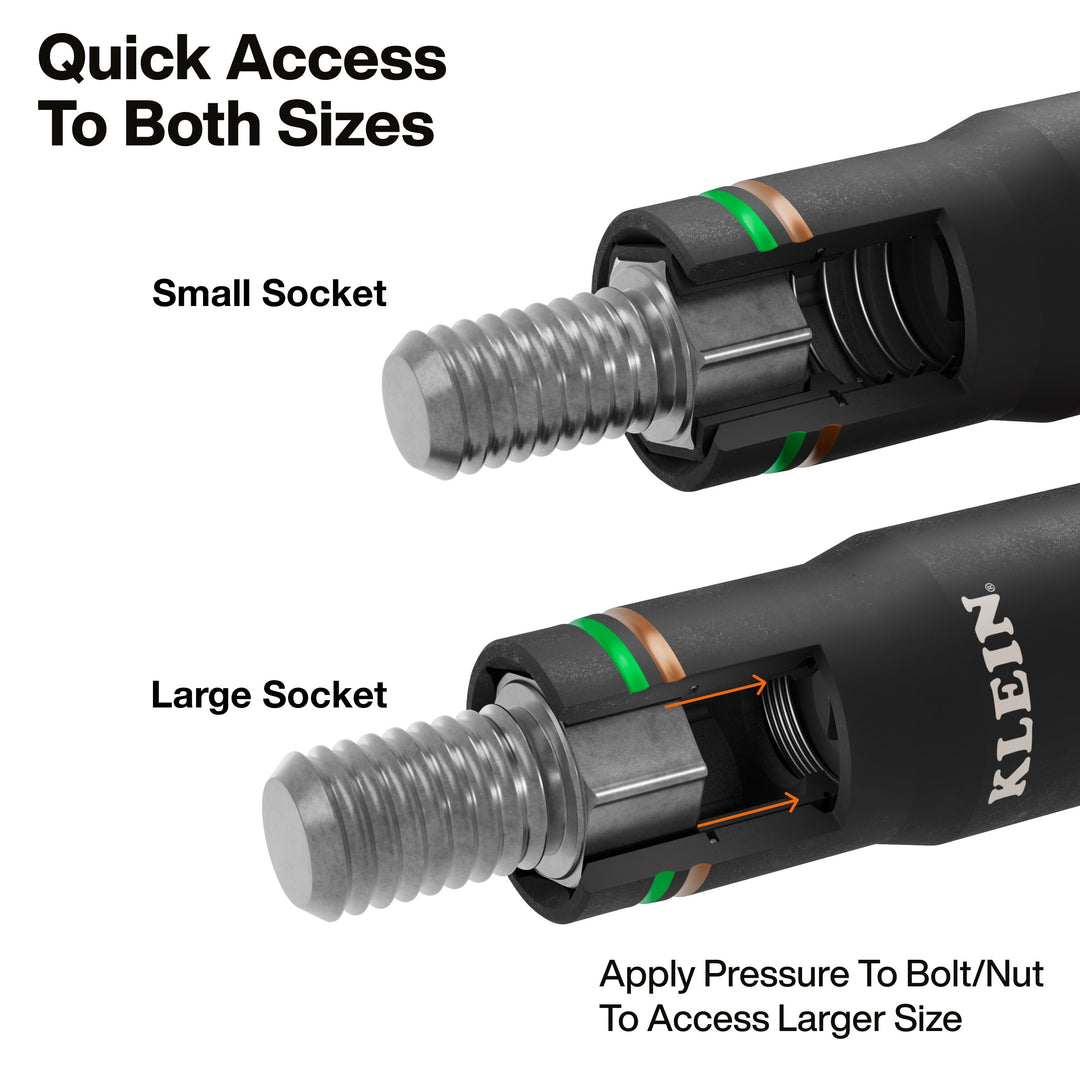 Klein Tools 6513QS KNECT Quad-4 Heavy-Duty Impact Flip Socket, SAE, 2-Piece