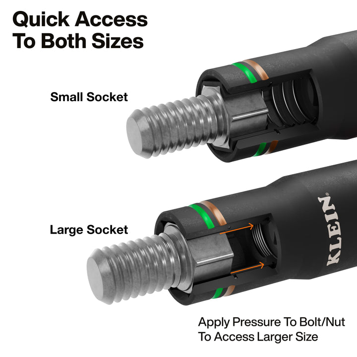 Klein Tools 6513QS KNECT Quad-4 Heavy-Duty Impact Flip Socket, SAE, 2-Piece