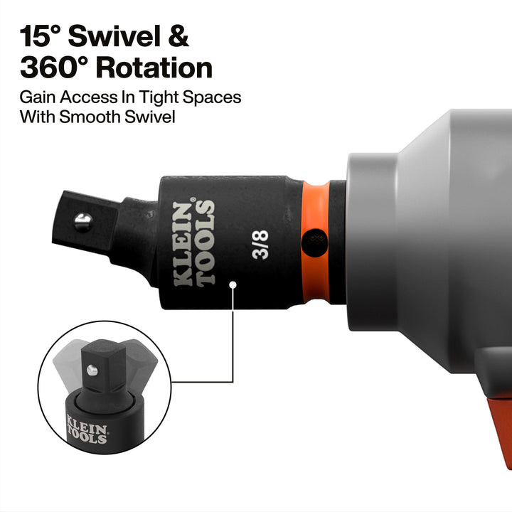 Klein Tools 65148HD KNECT 3/8" Deep and Shallow Impact Socket Set, SAE / Metric, 44 Pc.
