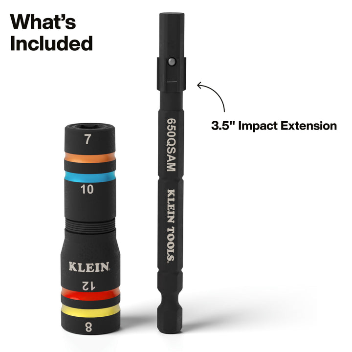 Klein Tools 651MQS Quad-4 Heavy-Duty Impact Flip Socket, Metric, 3-1/2-Inch Shaft, 2-Piece