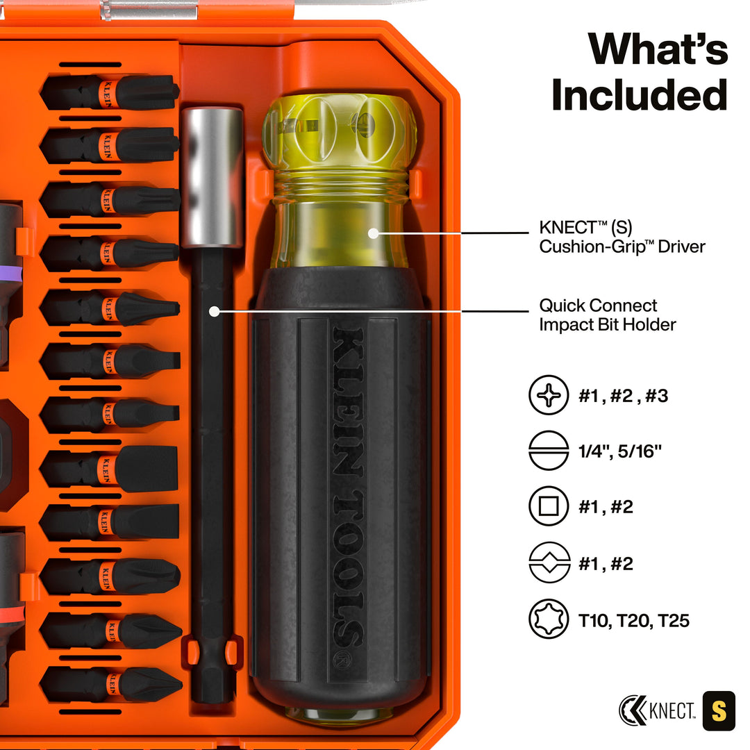 Klein Tools 65302KNECT KNECT Pass-Through and Impact Socket Set, SAE and Metric, 33-Piece