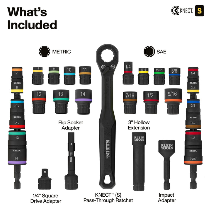 Klein Tools 65304KNECT KNECT Impact-Rated Drill and Driver Combo Set, SAE & Metric, 65 Pc.