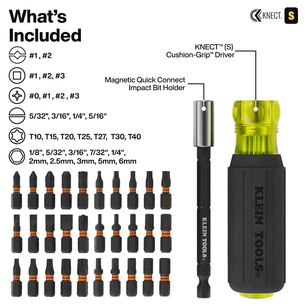 Klein Tools 65304KNECT KNECT Impact-Rated Drill and Driver Combo Set, SAE & Metric, 65 Pc.