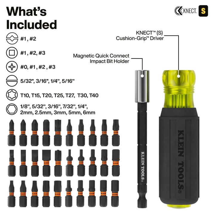 Klein Tools 65304KNECT KNECT Impact-Rated Drill and Driver Combo Set, SAE & Metric, 65 Pc.