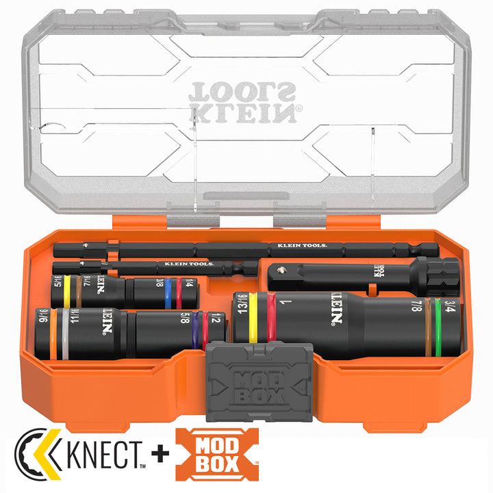 Klein Tools 653QS KNECT Quad-12 Deep-Well Heavy-Duty Impact Flip Sockets, SAE, 6 Pc.