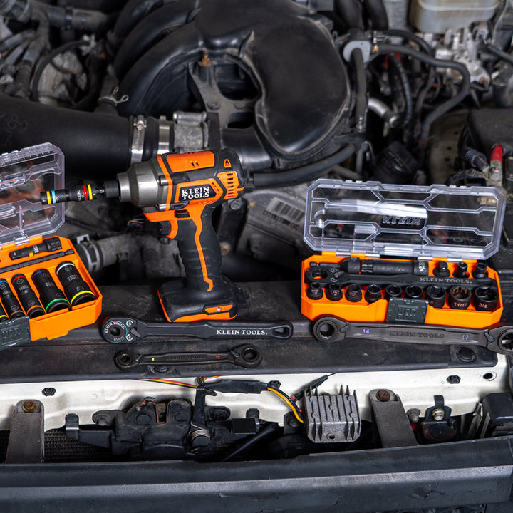 Klein Tools 65400 Impact-Rated Pass Through Socket Set, 8 1/2" Drive, 15 Pc.