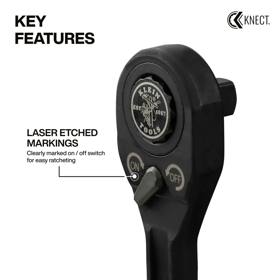 Klein Tools 65408ADP KNECT (M) Pass Through Ratchet and 3/8" Drive Socket Adapter Set