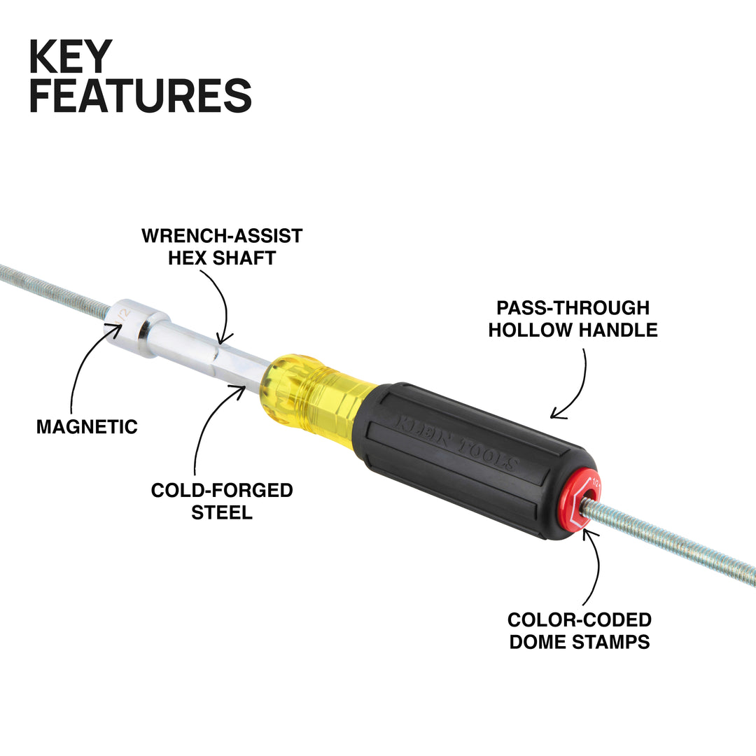 Klein Tools 65414MAG Color-Coded Magnetic Hollow-Shaft Heavy-Duty Nut Driver, 1/4"