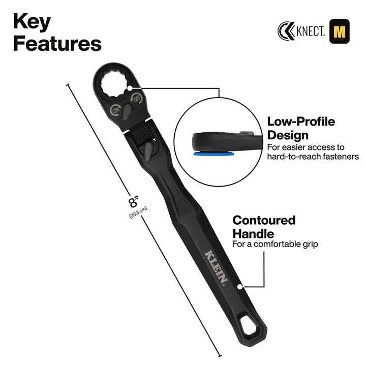 Klein Tools 65431LP KNECT Ratcheting 17-in-1 Low-Profile Socket Wrench Set