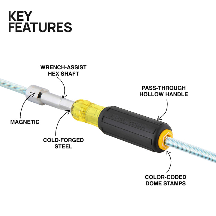 Klein Tools 654516MAG Color-Coded Magnetic Hollow-Shaft Heavy-Duty Nut Driver, 5/16"