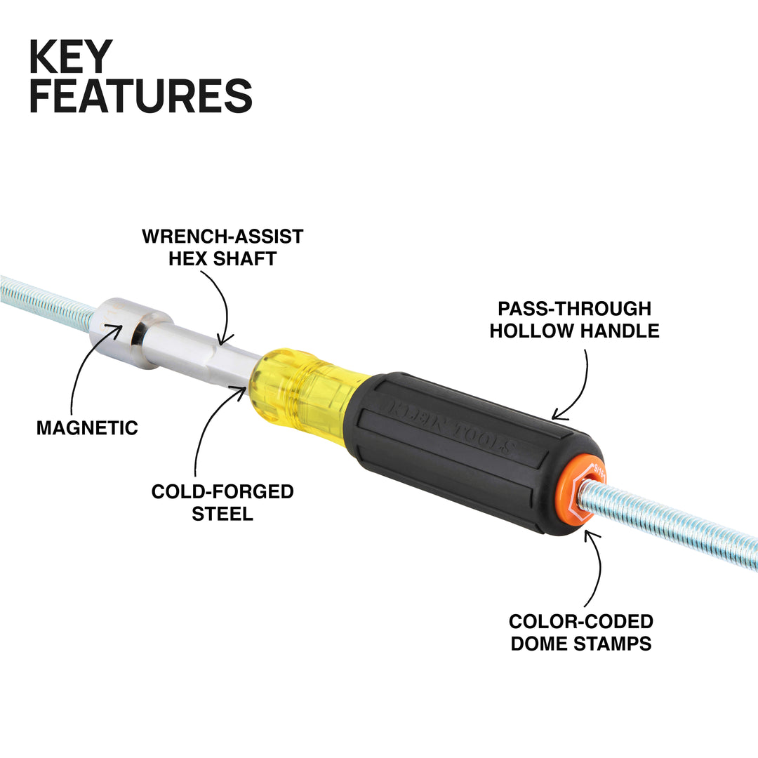 Klein Tools 654916MAG Color-Coded Magnetic Hollow-Shaft Heavy-Duty Nut Driver, 9/16"