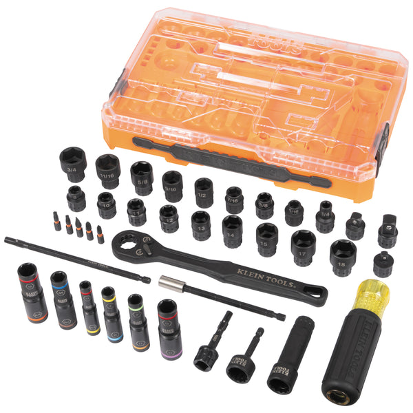 Klein Tools 65500KNECT KNECT Complete Impact Pass Through and Flip Socket Set, 39 Pc.