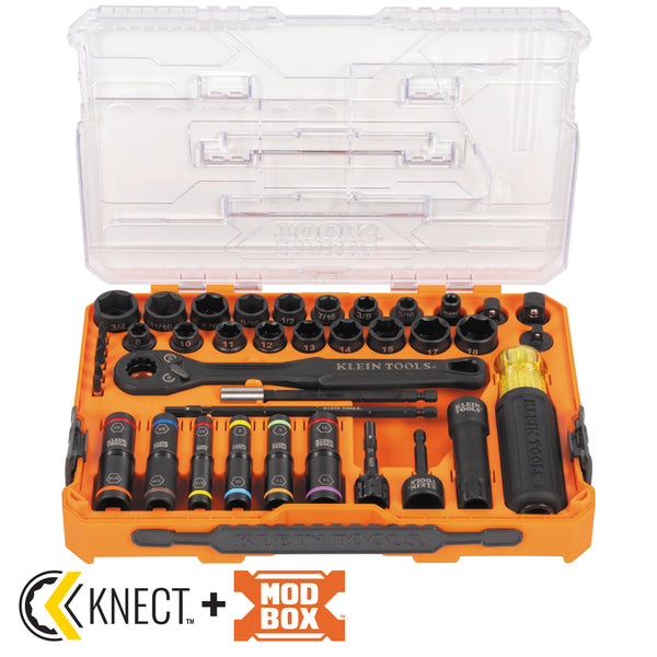 Klein Tools 65500KNECT KNECT Complete Impact Pass Through and Flip Socket Set, 39 Pc.