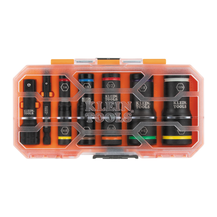 Klein Tools 65618 Heavy Duty Flip Impact Socket Set, SAE, 8 Pc.