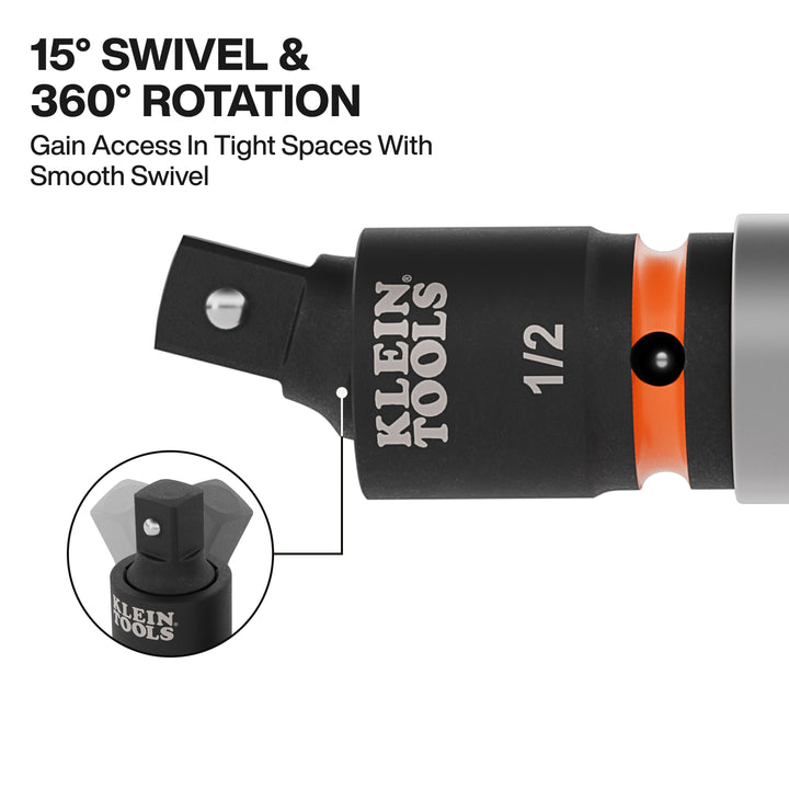 Klein Tools 65843SW Impact Wrench Swivel Socket Adapter Set, 3 Pc.