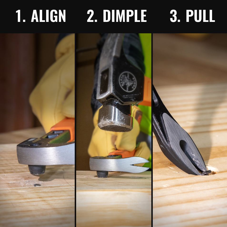 Klein Tools 66091 Nail Puller with Integrated Dimpler, 8"