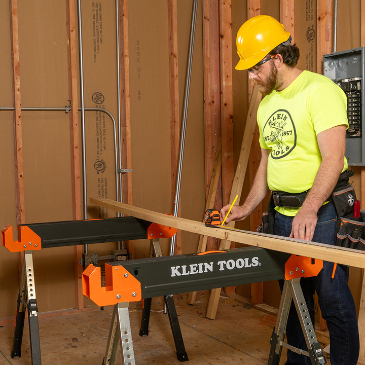 Klein Tools 66188 Adjustable-Leg Folding Saw Horse and Jobsite Table, 1-Pack