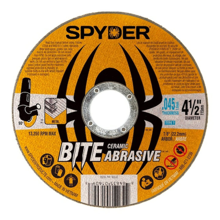 Spyder 21105 Bite Abrasive Bite 4.5-Inches Ceramic Cut-off wheel