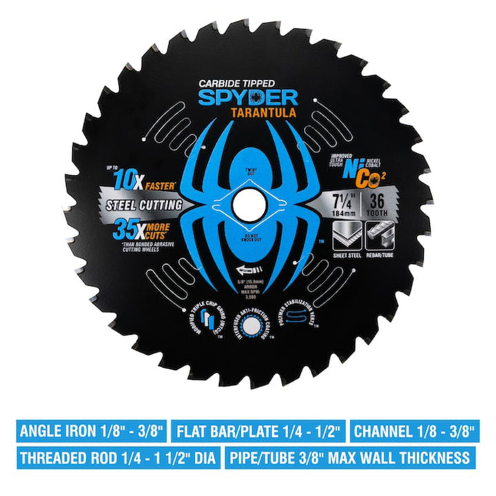 Spyder 13501 7-1/4-in 36 -Tooth Tungsten carbide-tipped steel Circular saw blade Individual