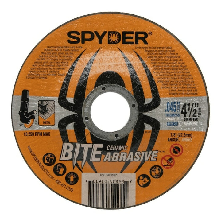 Spyder 21108 Bite Abrasive Bite 4.5-in Ceramic Cut-off wheel