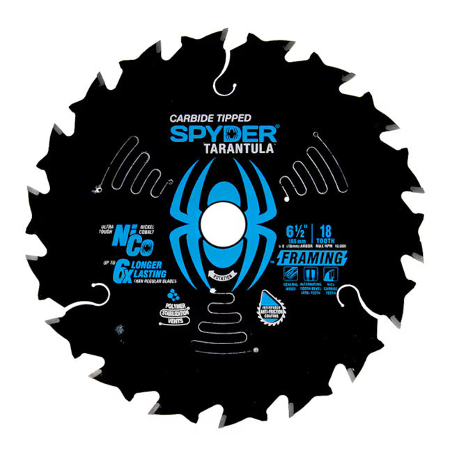 Spyder 13030 6-1/2-in 18 -Tooth Rough Finish Tungsten carbide-tipped steel Circular saw blade Individual