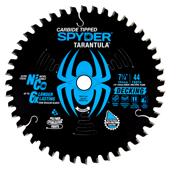 Spyder 13019 Decking 7-1/4-in 44 -Tooth Tungsten carbide-tipped steel Circular saw blade Individual