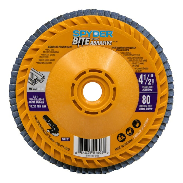 Spyder 21005 Bite Abrasive Bite 4.5-Inches Ceramic 80 -Grit Flap disc