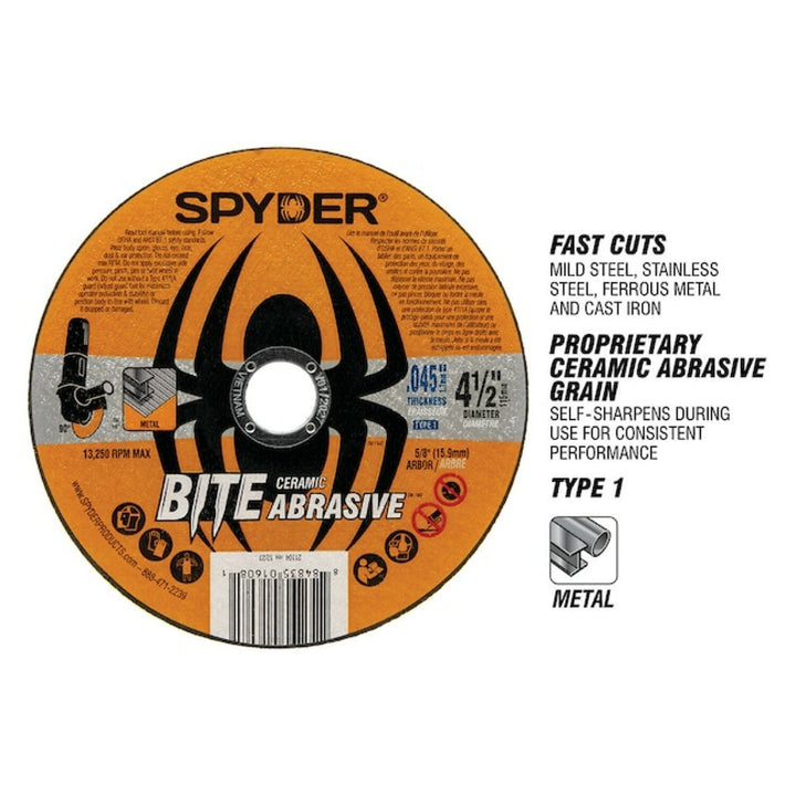 Spyder 21108 Bite Abrasive Bite 4.5-in Ceramic Cut-off wheel