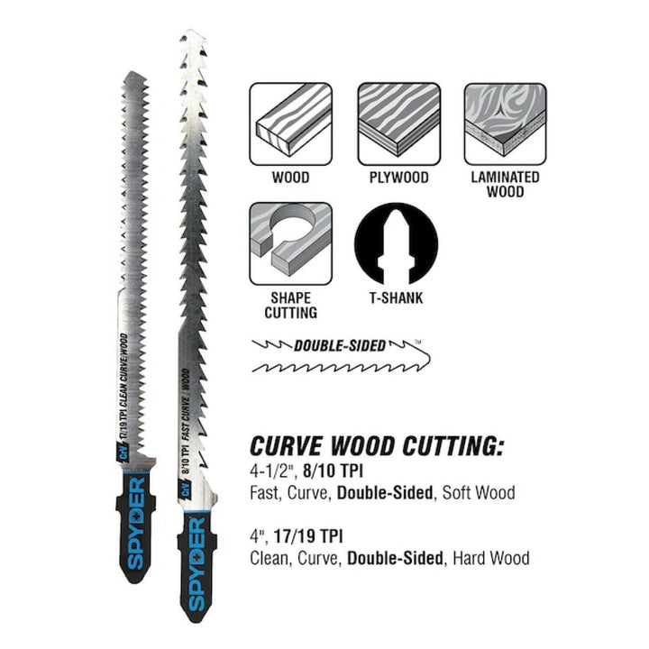 Spyder 300089 5-Piece T-Shank Multi-Material Cutting Jigsaw Blade Set