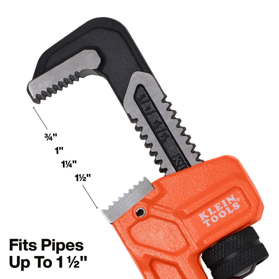 Klein Tools 68210 Adjustable Cast Iron Pipe Wrench, 10-Inch